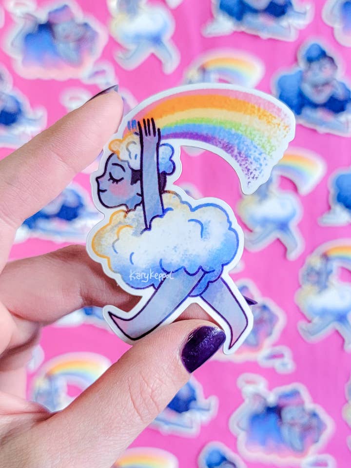 Vinyl Sticker - Rainbow Cloud sticker for wholesale by Kary Keppol
