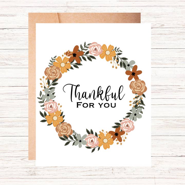 Thankful for you - Biglietto di auguri vuoto - Biglietto del Ringraziamento per la vendita all'ingrosso da parte di Sarah Simply Designs