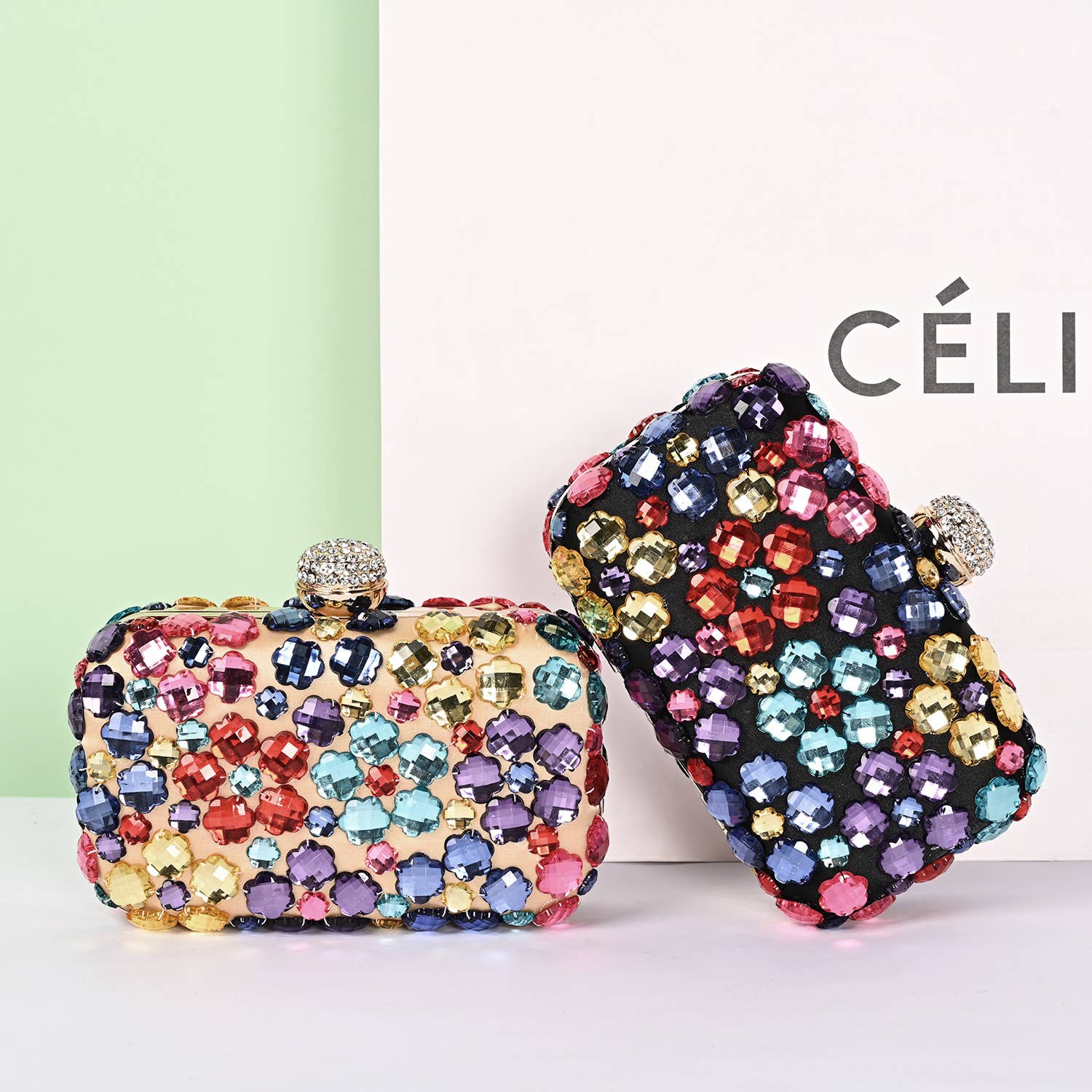 PEACH ACCESSORIES - Wholesale Clutch - Dames - 0705 avondclutch met meerkleurige kristallen9