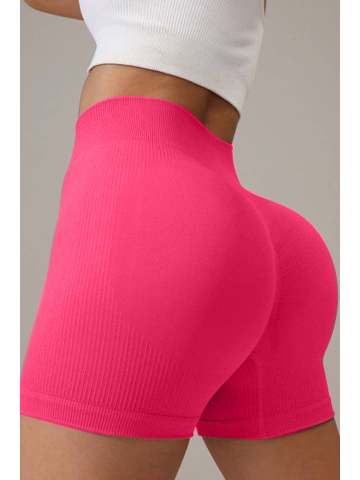 Color 5 - Wholesale Athletic Shorts - Women's - Solid color seamless active wear yoga shorts w/ scrunch butt6