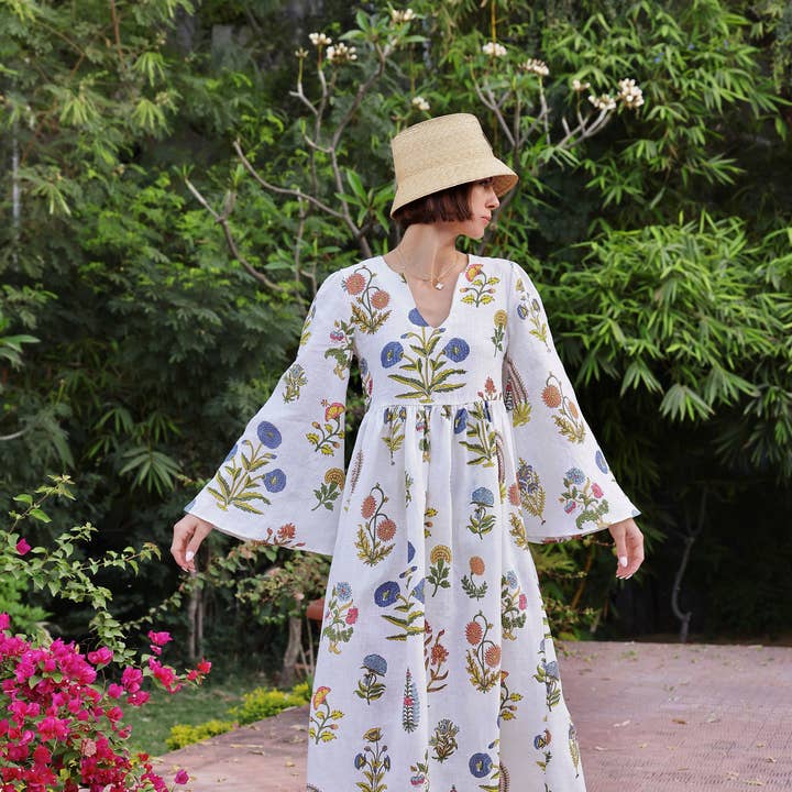 Lugano Maxi Dress Multi Botanical for wholesale by Maison Marigold
