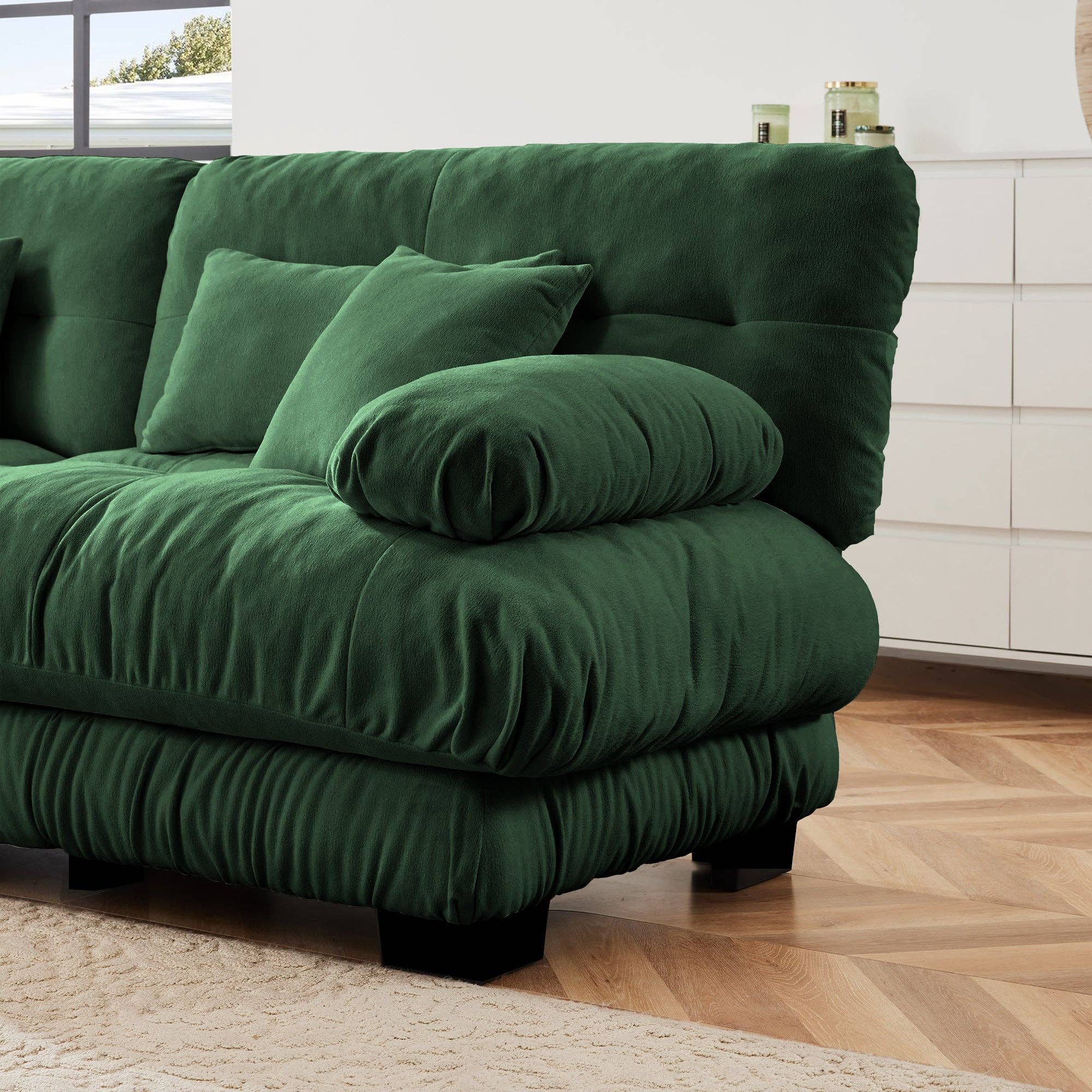 39F Inc. - Wholesale Sofa - Modular U-Shaped 4-Seat Green Chenille Sectional Sofa16