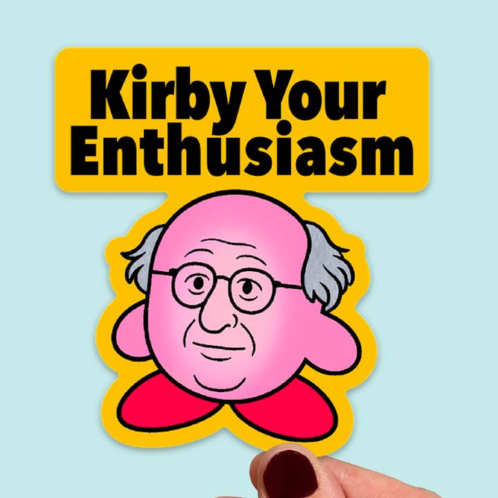 Waterproof Kirby Your Enthusiasm Sticker for wholesale by Songbird Artistry