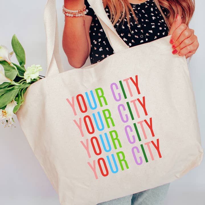 Love You a Latte Shop - Wholesale Tote Bag - Women's - Custom Colorful (Your City) Name Tote Bag 2 SIZES