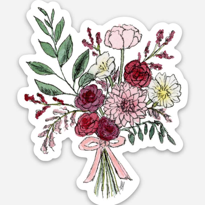 Pink Flower Bouquet - Vinyl Sticker for wholesale by Isabelle Hughes Art