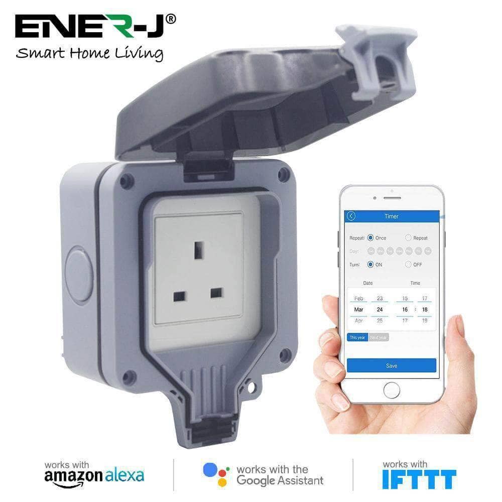 ENER-J – wholesale Outdoor/lawn light – Smart 1 Gang 13a Wifi Weatherproof Outdoor Socket2