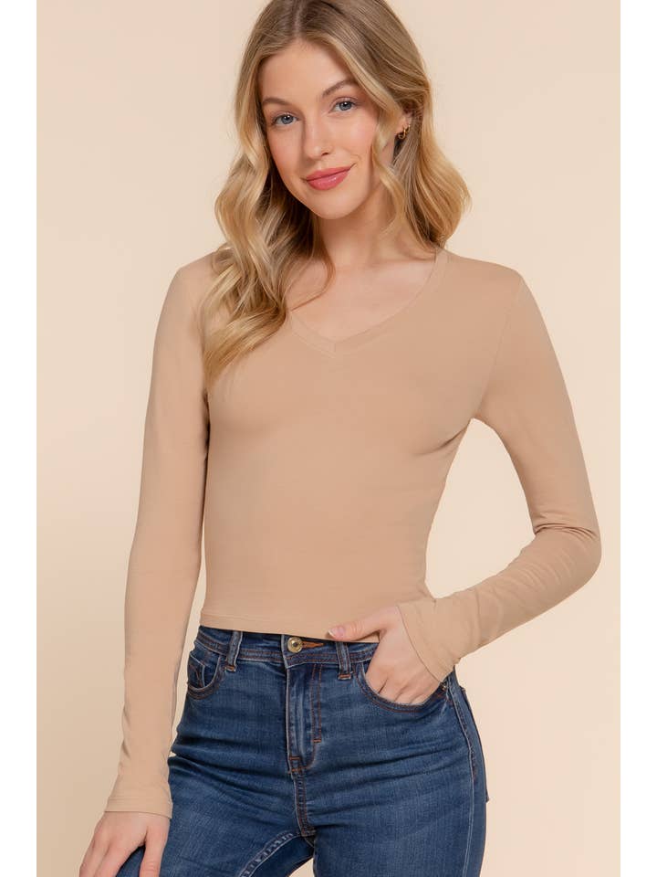 42POPS - Wholesale Knit Top - Women's - ...._ SI-24970 FITTED LONG SLEEVE V-NECK CROP TOP13