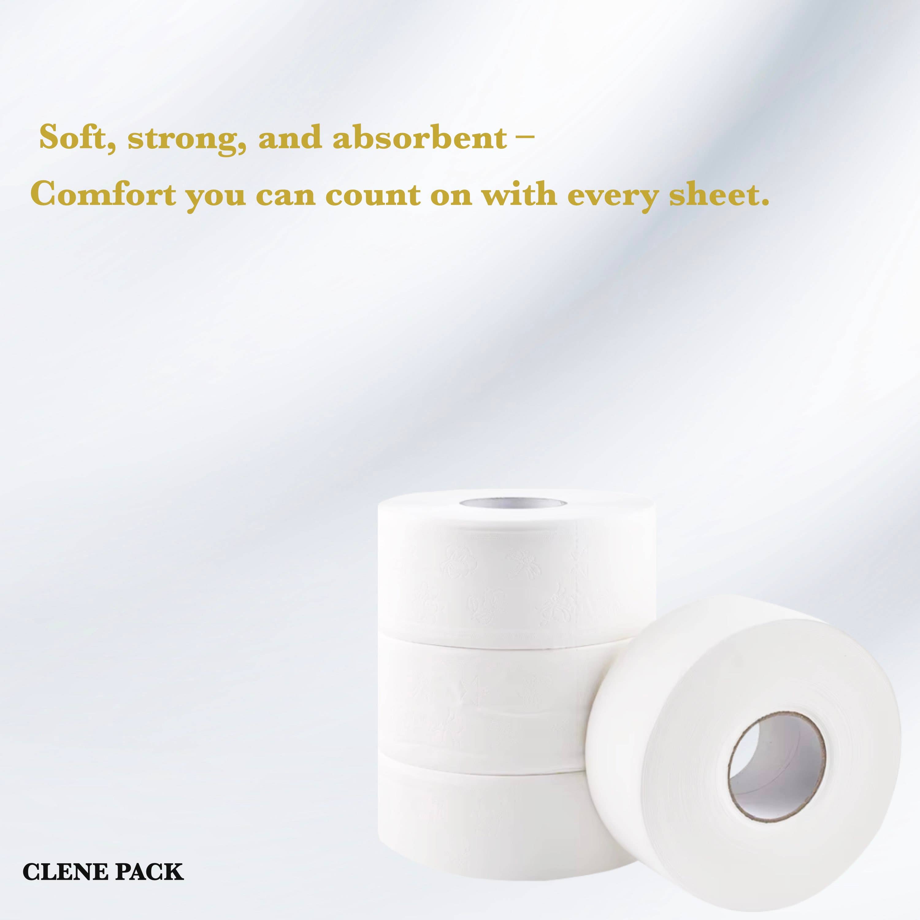 Clene Pack – wholesale Toilet paper – CLENE PACK Mini Jumbo Toilet Paper Roll, 3-Ply,12×440ft Roll5