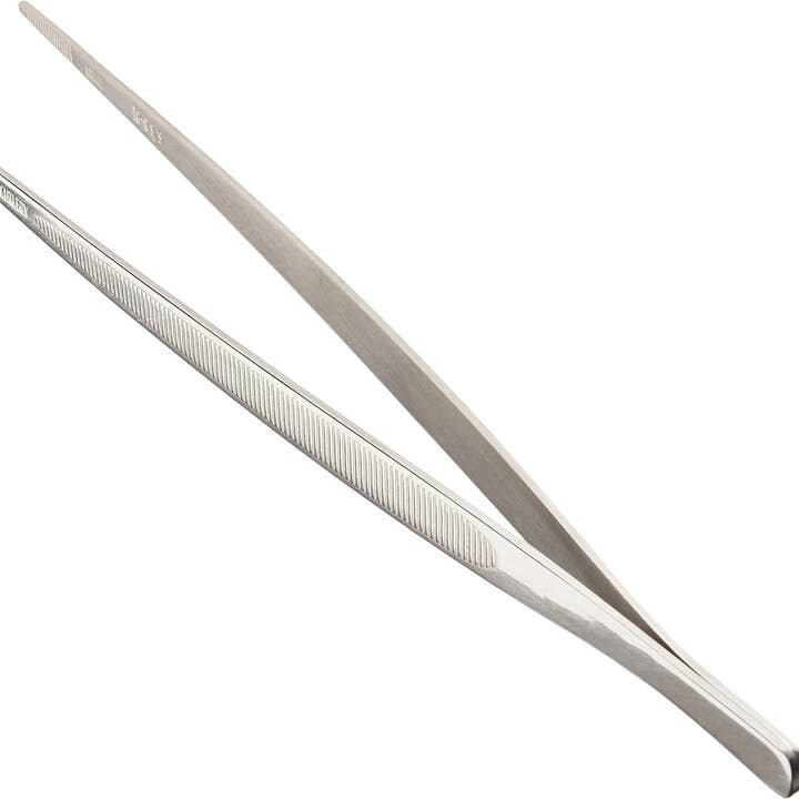 18-8 Stainless Steel Chef Plating Tongs Straight Tip, 9-3/8" for wholesale by Barfly Mixology Gear & Mercer Culinary