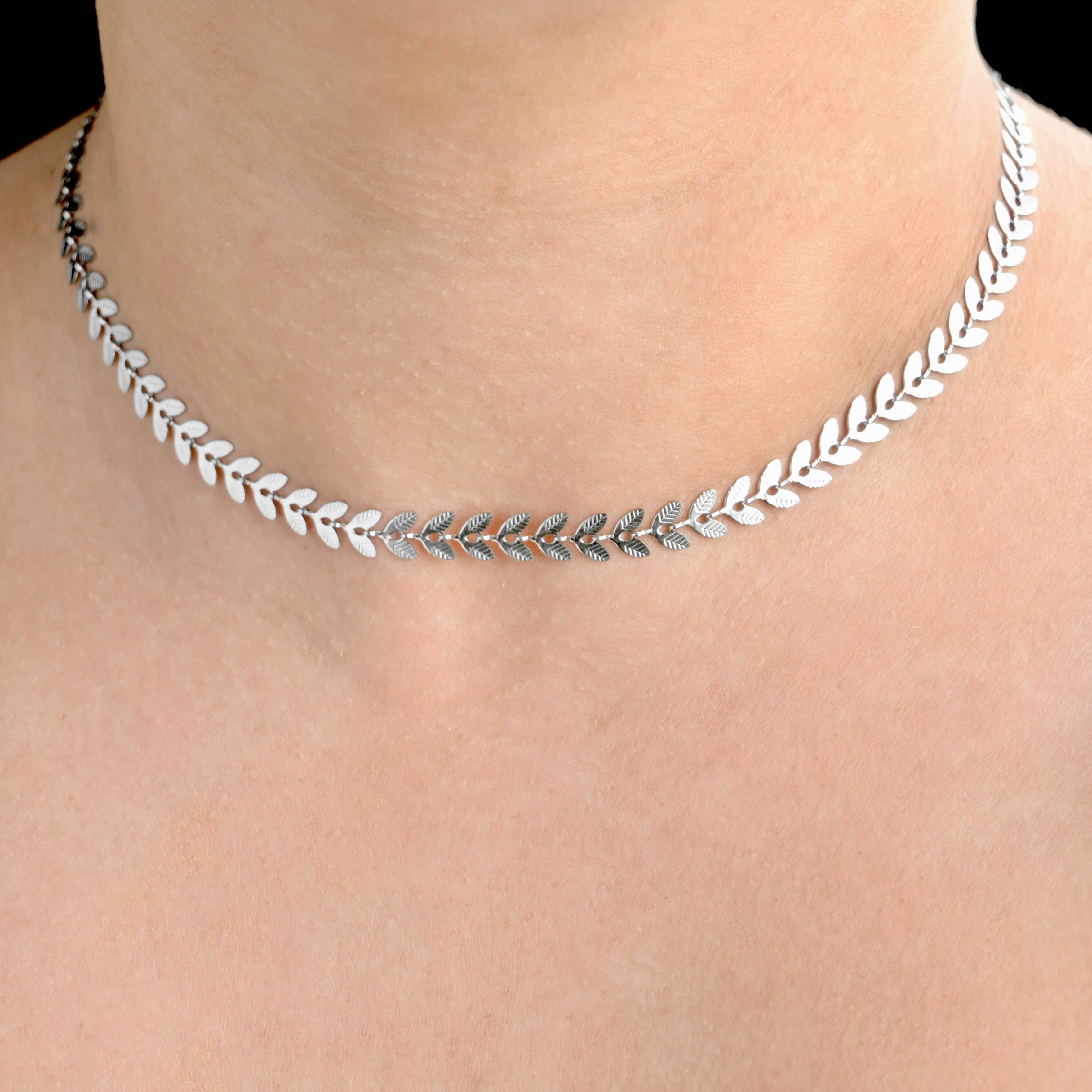 Blueyejewelry - Wholesale Link & Chain Necklace - Leaf Chain Necklace- Waterproof Chevron Chain Necklace 3