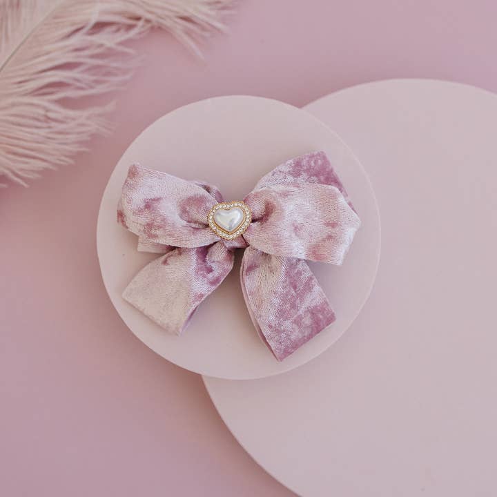 Golden Dot Lane - Wholesale Hair Bow - Kids - Glam Velvet Valentine Hair BowÂ