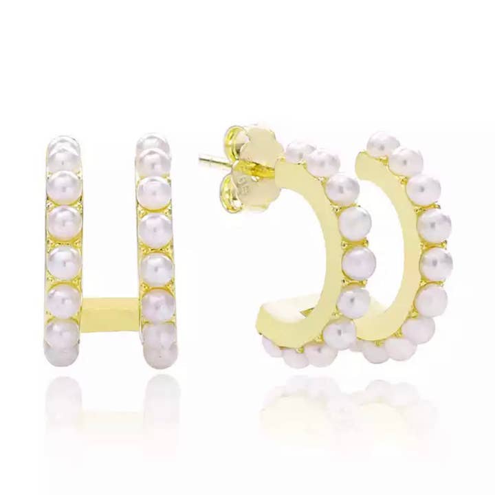 Huggie Double Perle pour la vente par JTG Jewelry