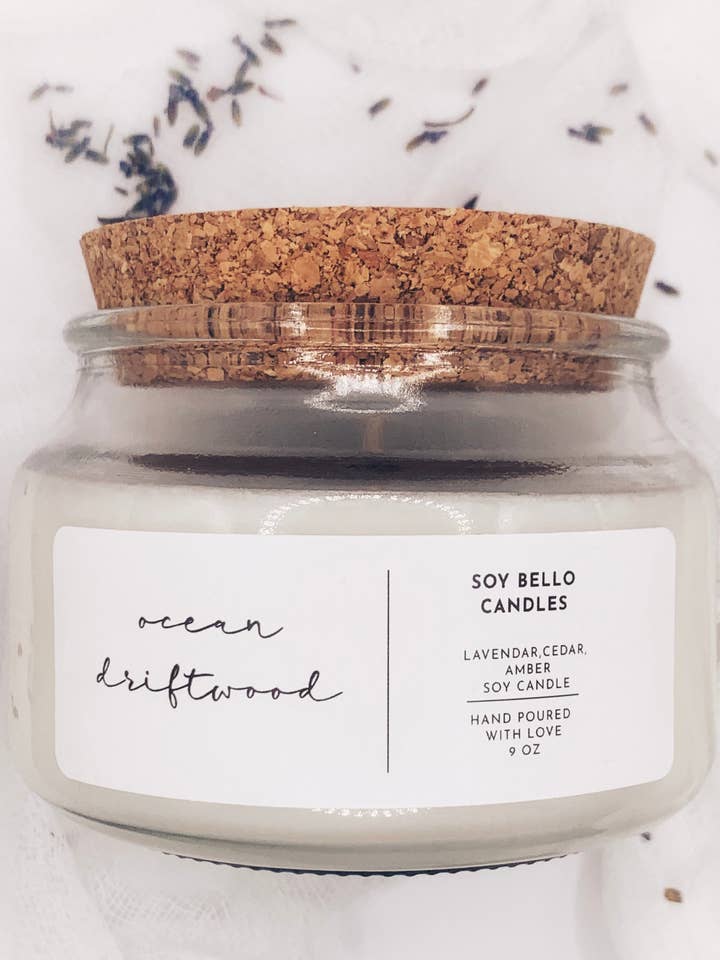 Ocean Driftwood -Soy Wax Candle 9oz- Luxury Candle for wholesale by Soy Bello Candles