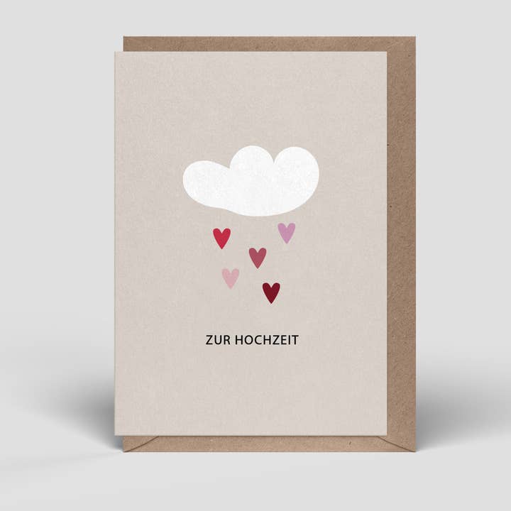 biglietto pieghevole - biglietto di nozze - nuvola a forma di cuore - n. 260 per la vendita all'ingrosso da parte di Naturbedacht
