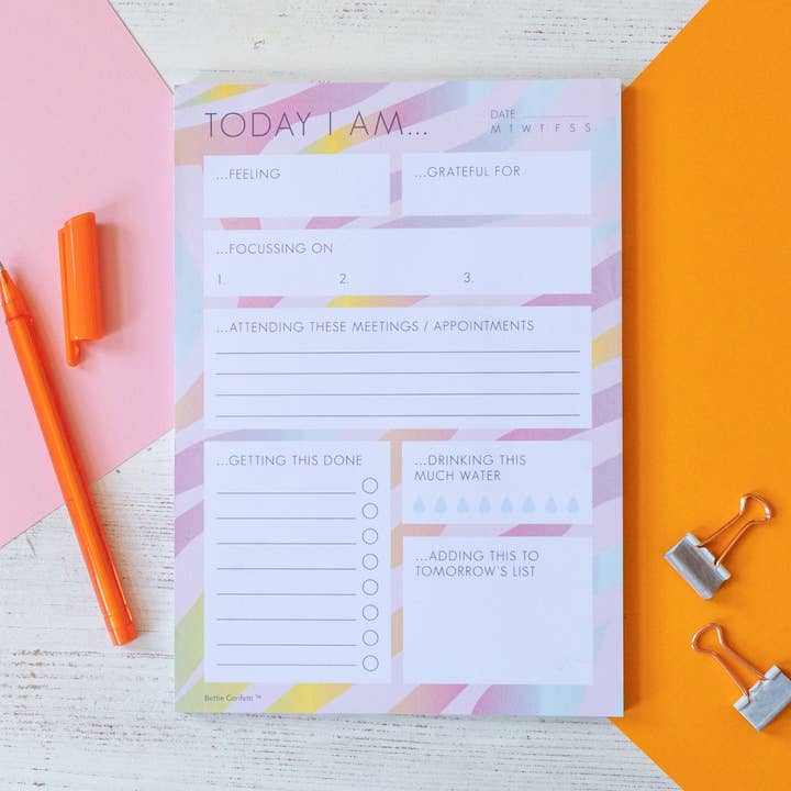 Agenda quotidien Today I am | Liste de choses à faire A5 | Planificateur de bien-être pour la vente par BETTIE CONFETTI