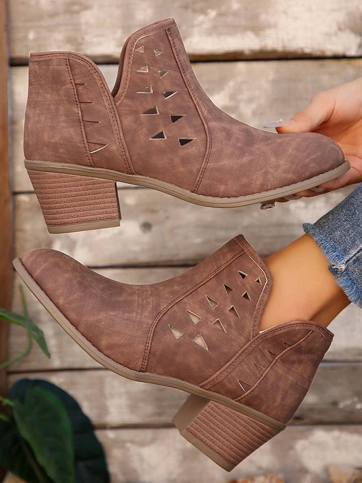 Threaded Pear - Wholesale Booties - Women's - Quinn Cut Out Suede Ankle Boots6