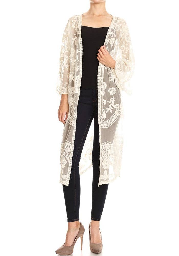 Anna Kaci Wholesale - Wholesale Kimono - Women's - Embroidered Floral Butterfly Kimono Cover Up Cardigan10