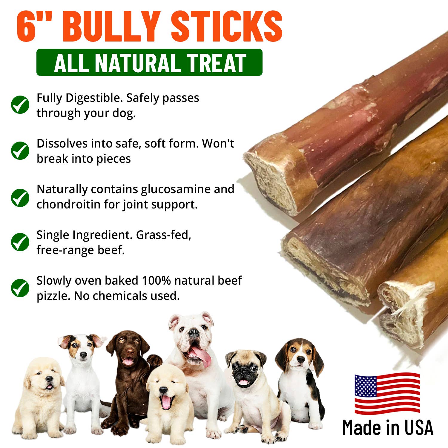 Live Pawsitive - Wholesale Pet Treats - Dog - 6 Inch Jumbo Bully Sticks 3 Pack2