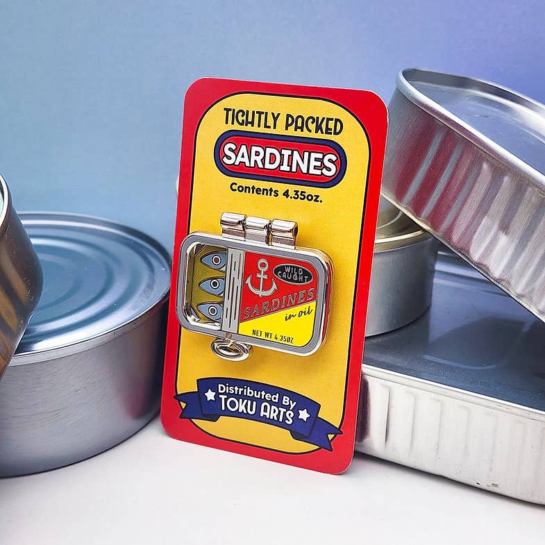 Toku Arts - Wholesale Lapel Pin/Button - Tightly Packed Sardines Enamel Pin2