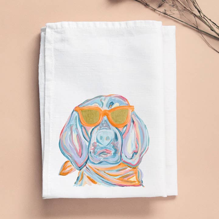 Fun Hound Dog Tea Towel for wholesale by LuckyBird Apparel and Home