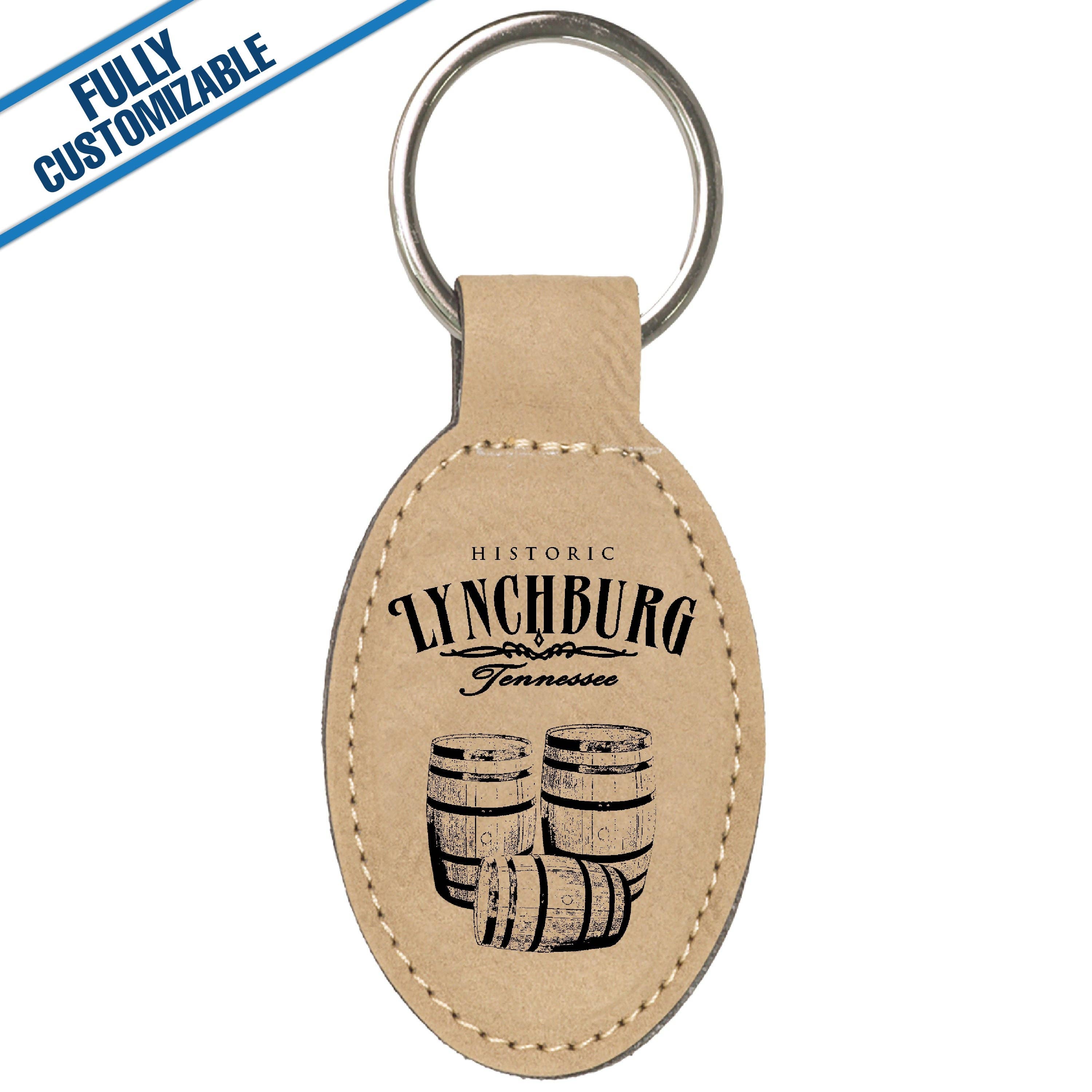 GiftWorksPlus - Wholesale Keychain - Unisex - Engraved Leatherette Oval Keychain - Fully Customizable2