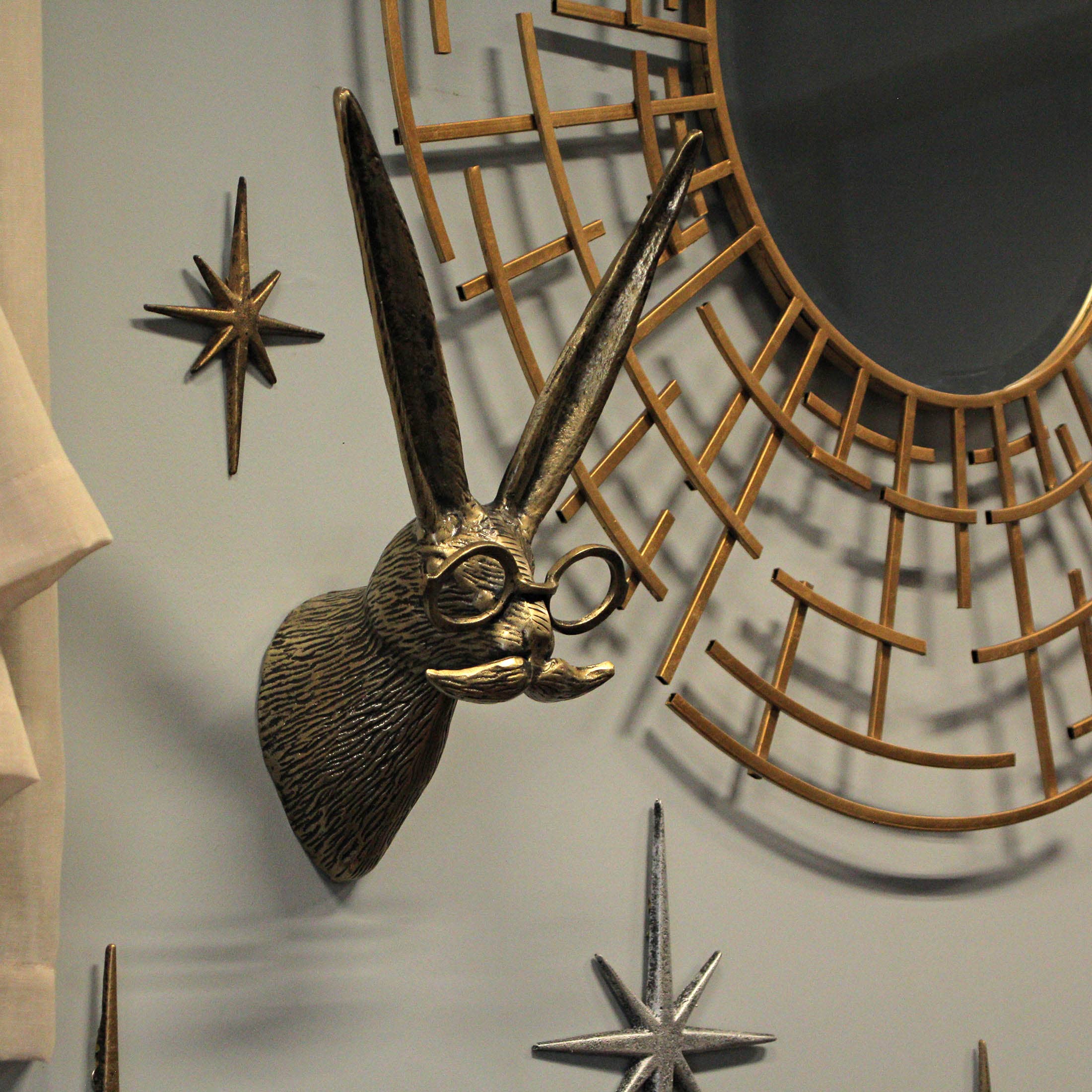 Zeckos - Wholesale Wall Decor - Kids & Baby - Gold Finish Hare Head Wall Hanging with Round Glasses 8