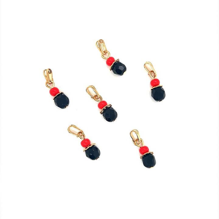 The Bead Bazaar - Wholesale Individual Charm/Pendant - Gold Filled Azabache Pendant, Hanging Azabache Pendant, Hanging Black Bead Charm, Gold Filled Protection Charm, Pendant Necklace, Tiny Azabache2