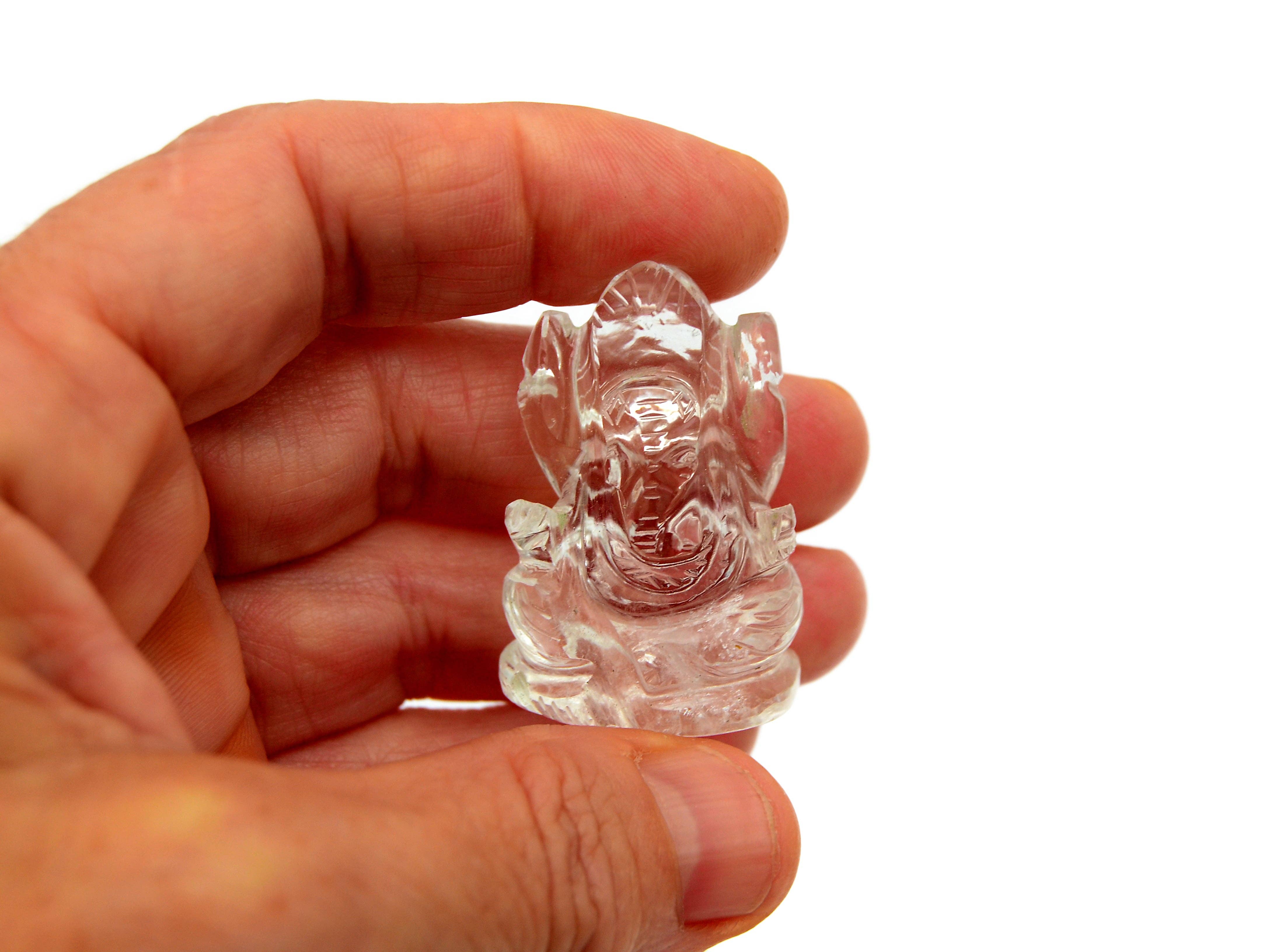 Kaia & Crystals - Wholesale Spiritual Stone/Crystal - Mini Clear Quartz Ganesha Sculpture (30mm - 35mm) -  Hand Carved Crystal1
