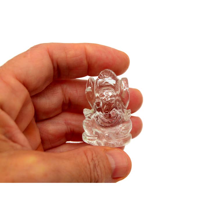 Kaia & Crystals - Wholesale Spiritual Stone/Crystal - Mini Clear Quartz Ganesha Sculpture (30mm - 35mm) - Hand Carved Crystal1