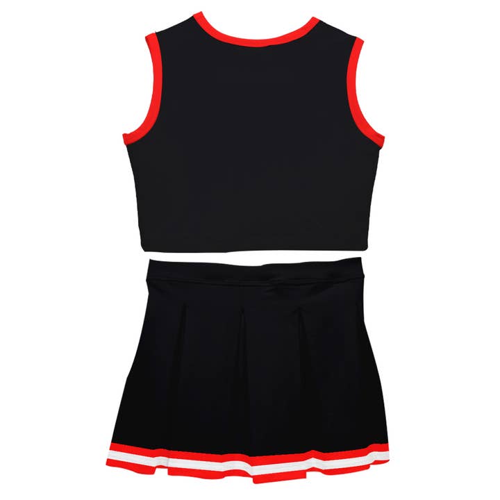 Vive La Fete - Wholesale Top & Skirt Set - Kids - Black Red Sleeveless Cheerleader Set1