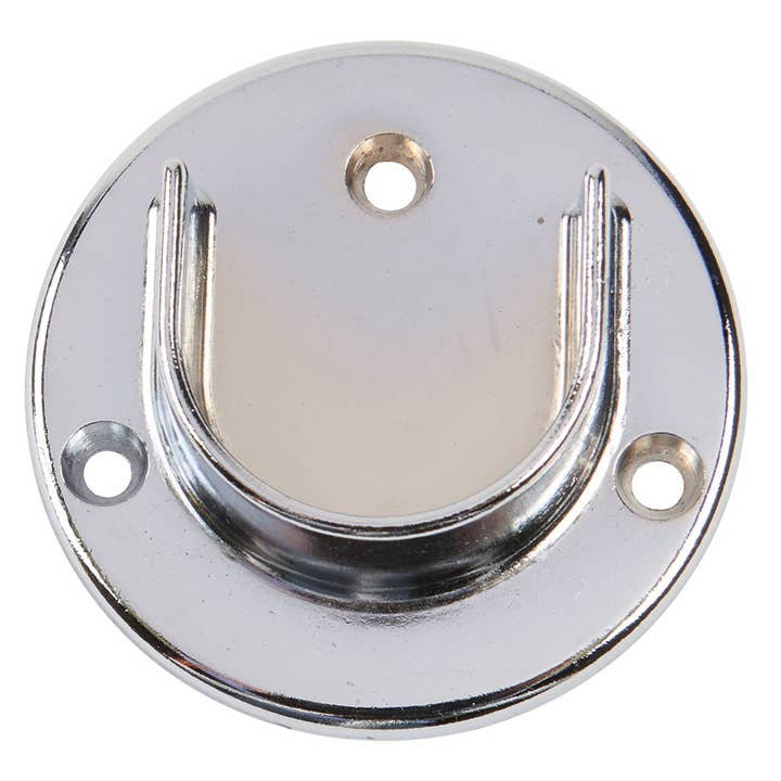 Store Supply Warehouse - Wholesale Retailer Display - Accessories - Open Chrome Flange for 1 1/4" Diameter Hangrail