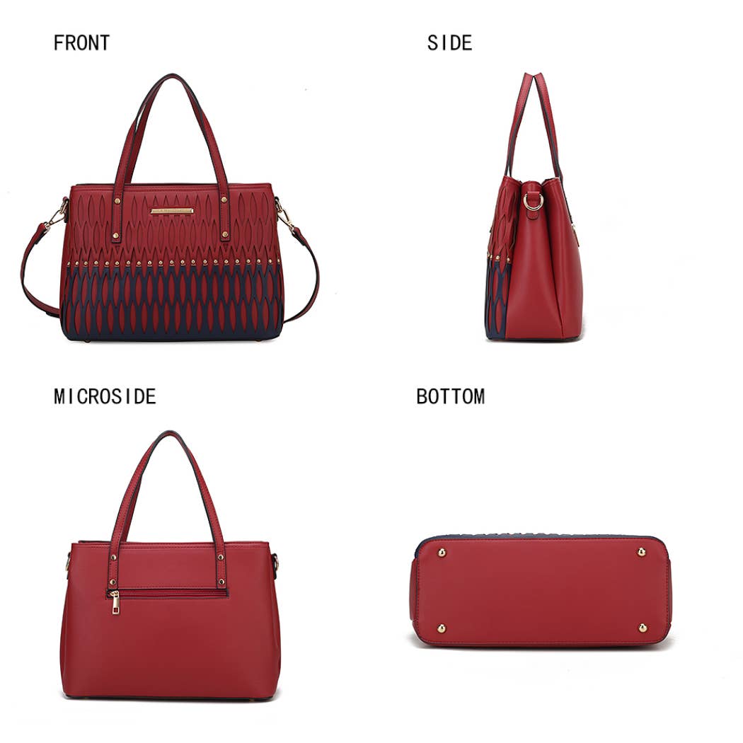 MKF Collection – Sacola - Mulher por atacado – Bolsa de mão Quinn com compartimento triplo em bloco colorido da Mia K7