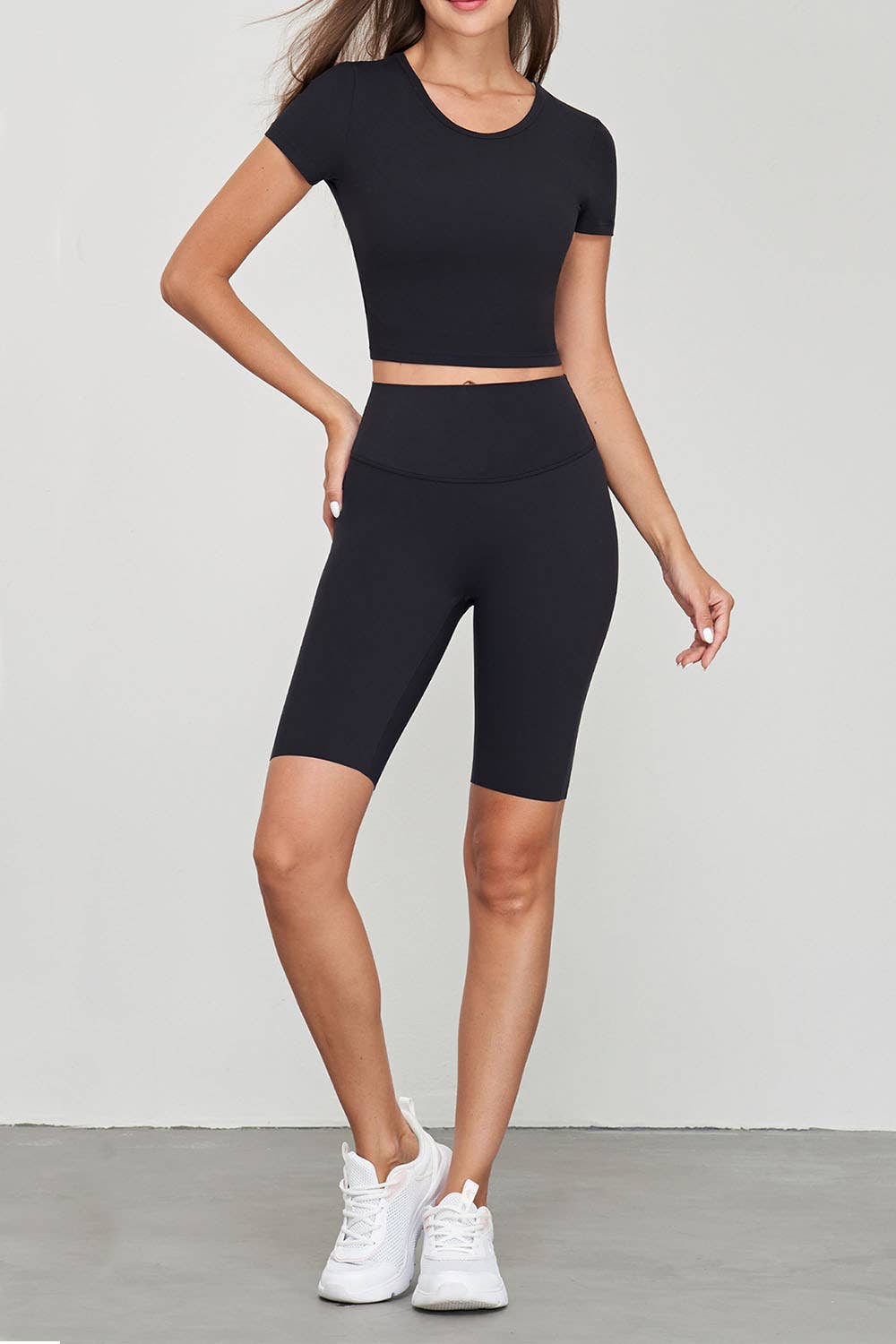 Color 5 - Wholesale T-Shirt - Women's - Black seamless short sleeve  basic round neck crop t shirt3