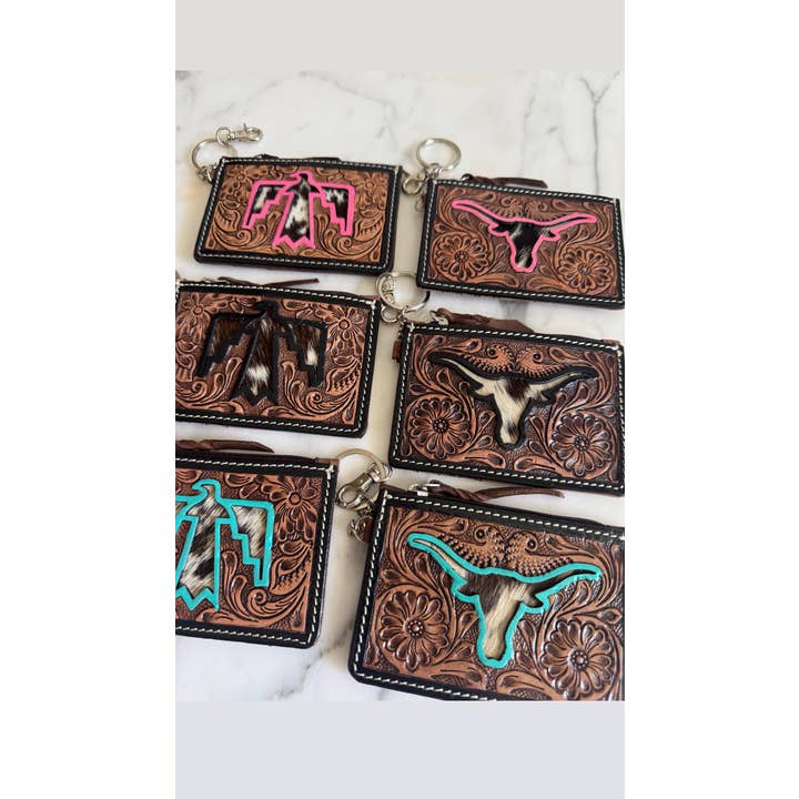 Boho Ranch Shop - Wholesale Wallet - Women's - Longhorn Freebird Western Cowhide Leather Keychain Wallet2