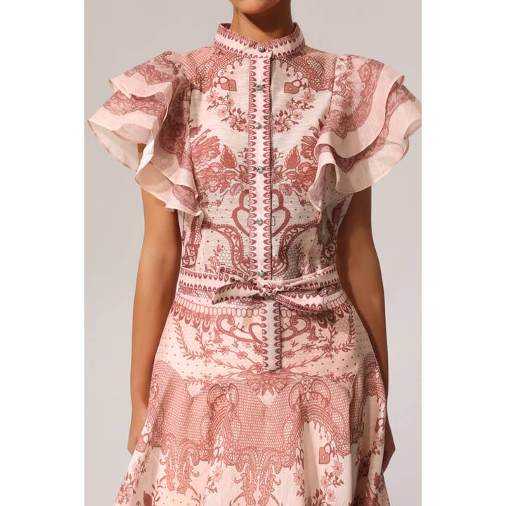 Productseeker - Wholesale Top & Skirt Set - Women's - DR490Y Chic Ruffled Sleeveless Top and A-Line Long Skirt Set