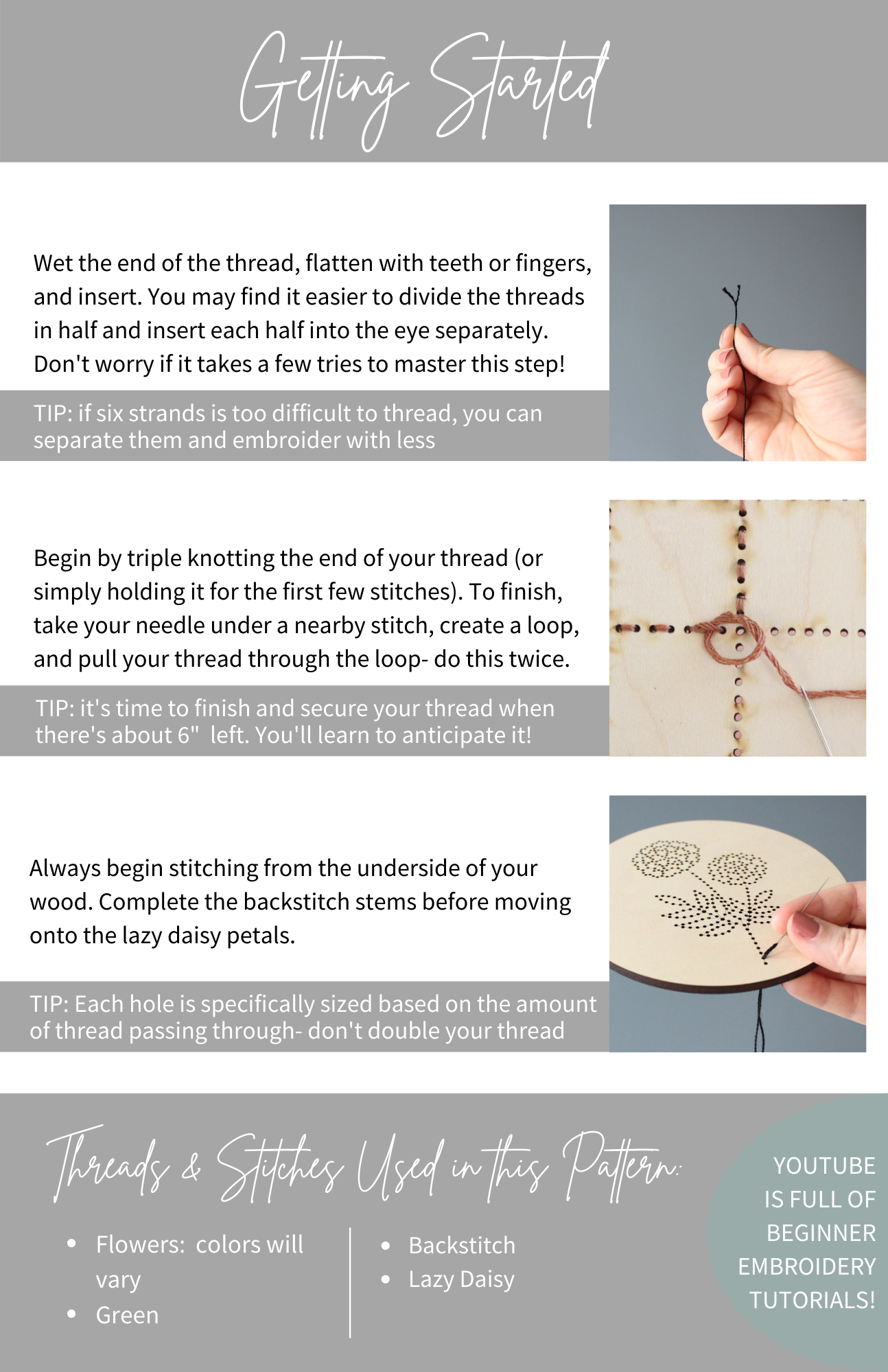 Treasured Blessings, LLC - Vente Accessoire de broderie/point de croix - Kit de broderie en bois - Fleurs sauvages2