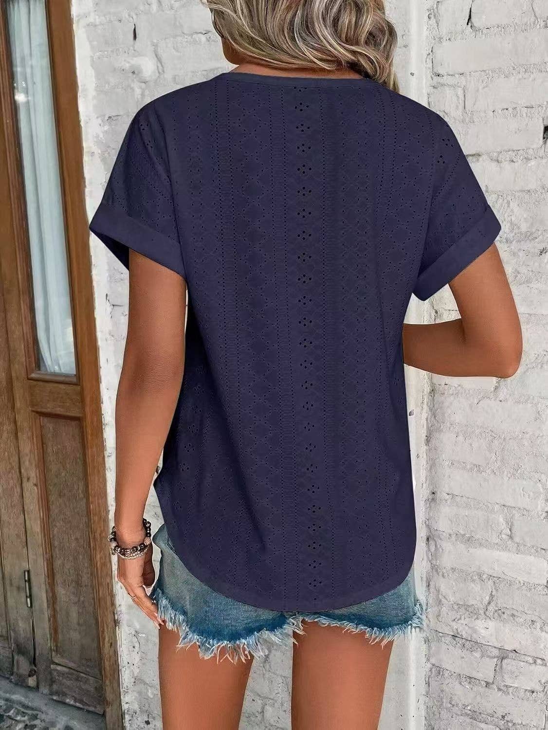 Lovesoft - Wholesale Blouse - Dames - Dames Casual Korte Mouw Shirts Effen Kleur Trendy Blouses3