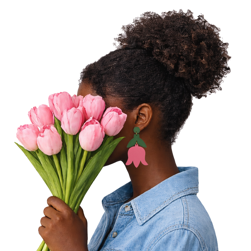 SCOTCHBONNET! - Wholesale Dangle Earrings - Tulip Drop Earrings – Pink Floral Statement Dangles2