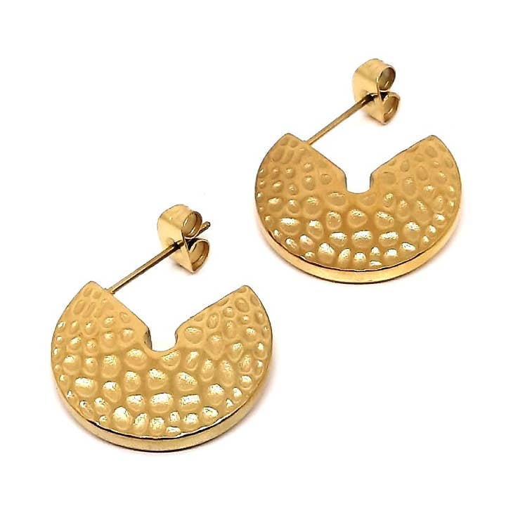 ORECCHINO IN ACCIAIO H-1245 DORATO per la vendita all'ingrosso da parte di Mayachi