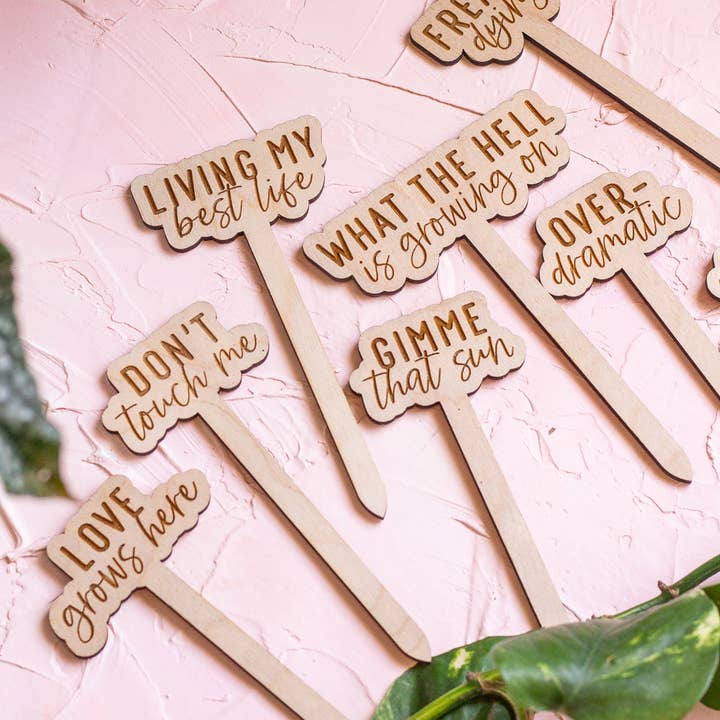 The Print Pantry - Wholesale Garden/Lawn Stake - Funny Script Wooden Plant Markers