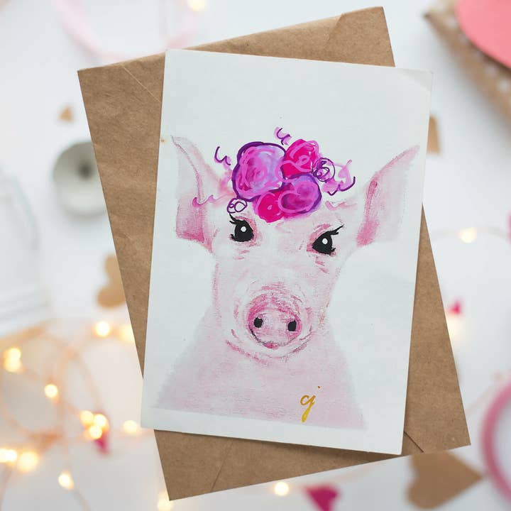 Miss Piggy Grußkarte für den Großhandel von claire jordan designs