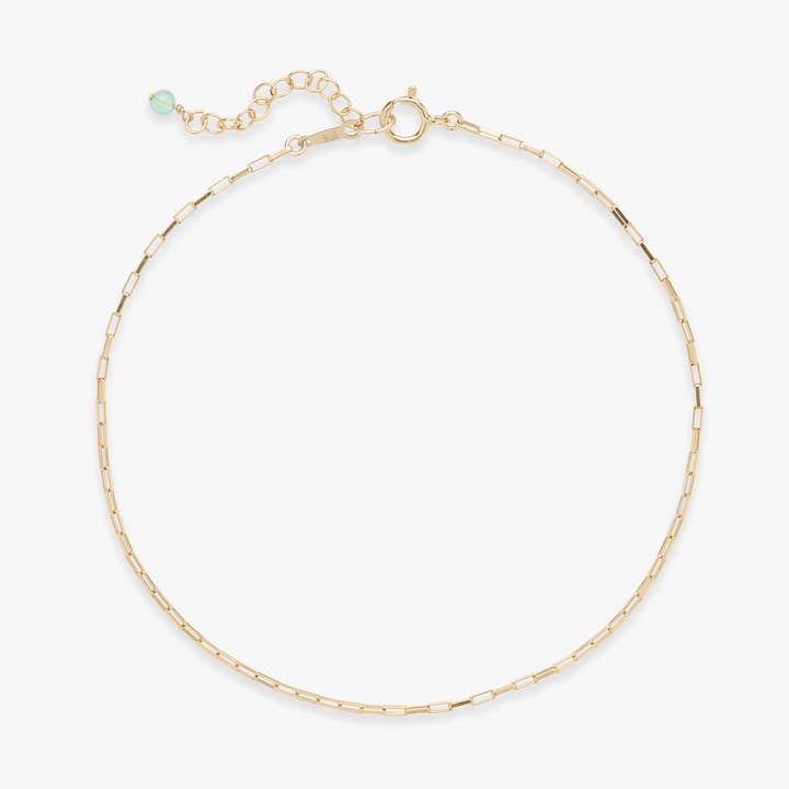 Chaîne de cheville en boîte plaquée or pour la vente par Koi Atelier