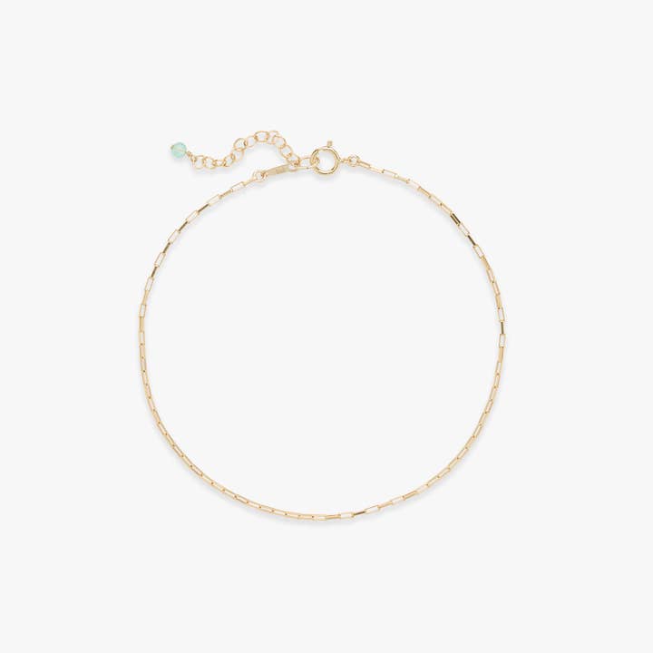 Chaîne de cheville en boîte plaquée or pour la vente par Koi Atelier