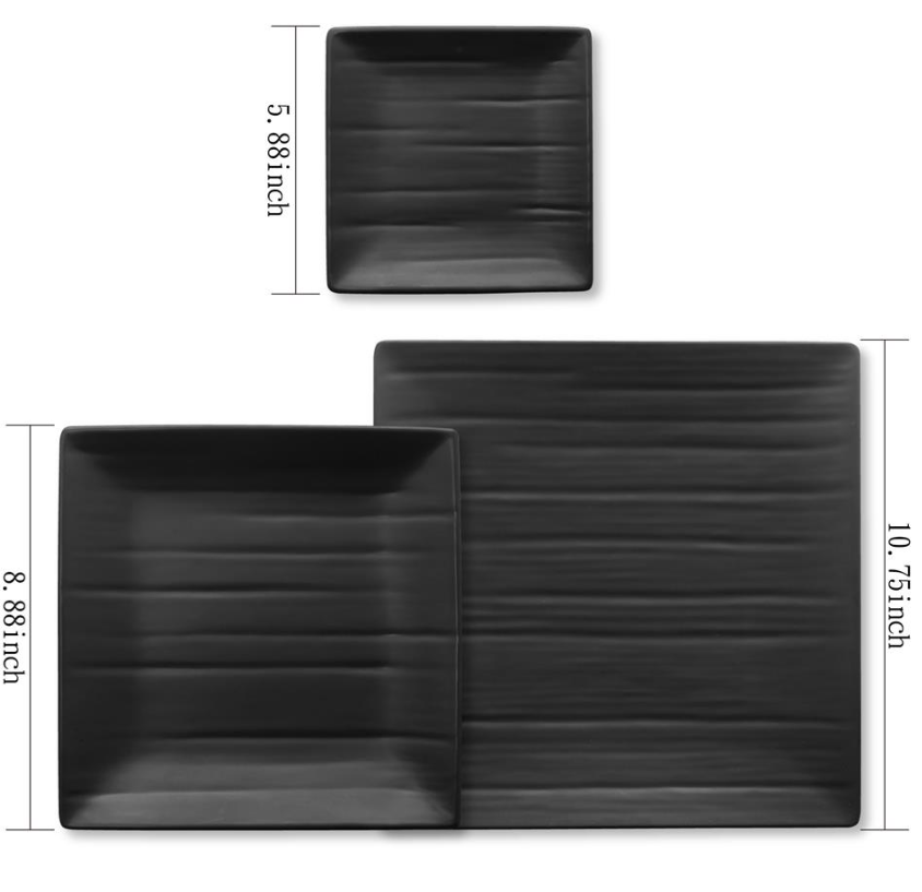 LeadingWare - Wholesale Dinner Plate - Gourmet Black Satin Melamine Square Plate3