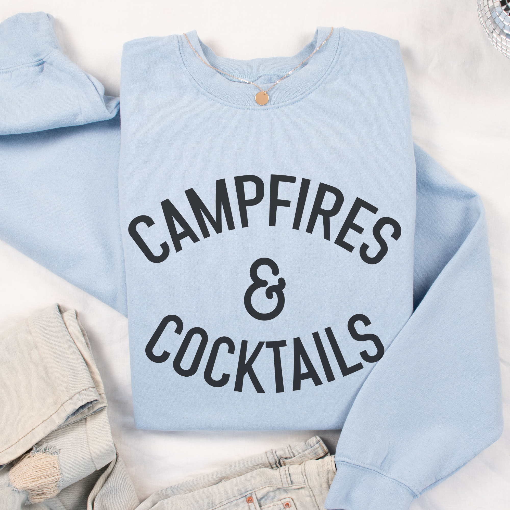 Trendznmore - Modern Graphic Apparel - Wholesale Graphic Sweatshirt - Women's - Campfires and Cocktails Crewneck Sweatshirt1