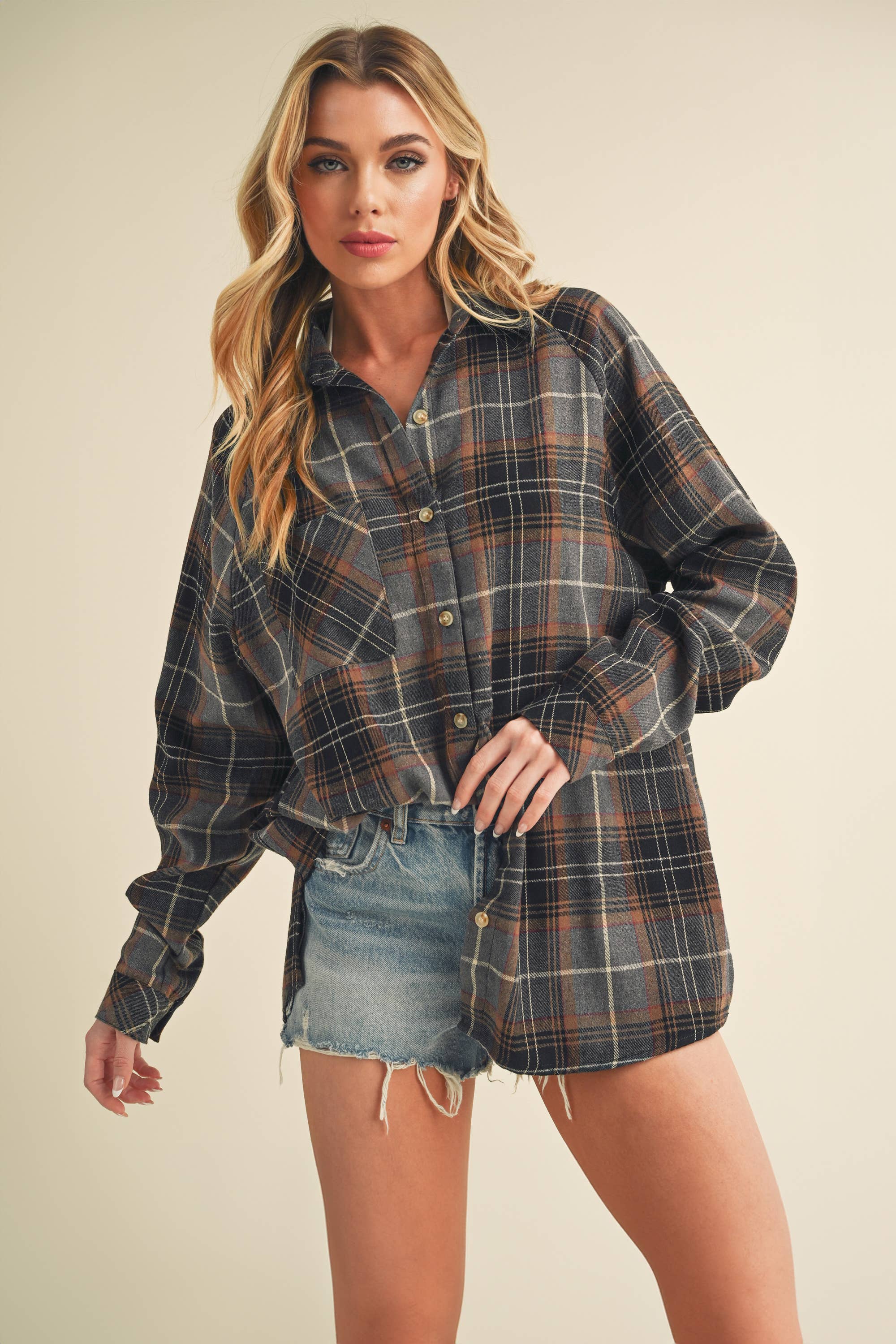 AEMI + CO - Wholesale Button Down Shirt - Women's - 8324DN Katie Flannel Shirt 62