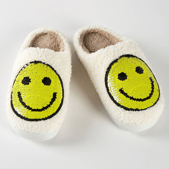 Cap Zone - Wholesale Slippers - Women's - Evil Smiley Emoji Reversible Sequins Slippers2
