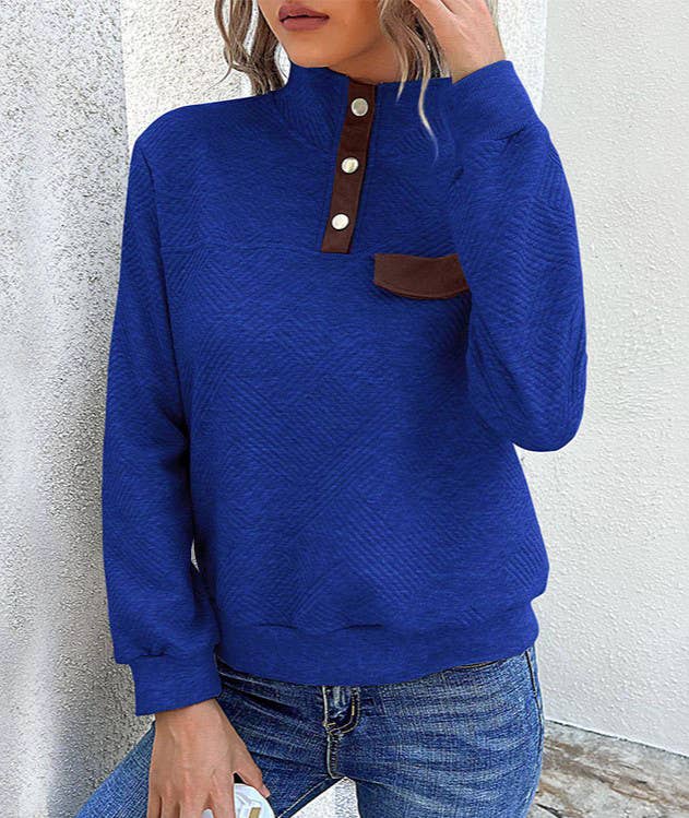 HIDDENBRAND - Wholesale Sweatshirt - Women's - Lapel Buttons Long Sleeves Sweatshirt5