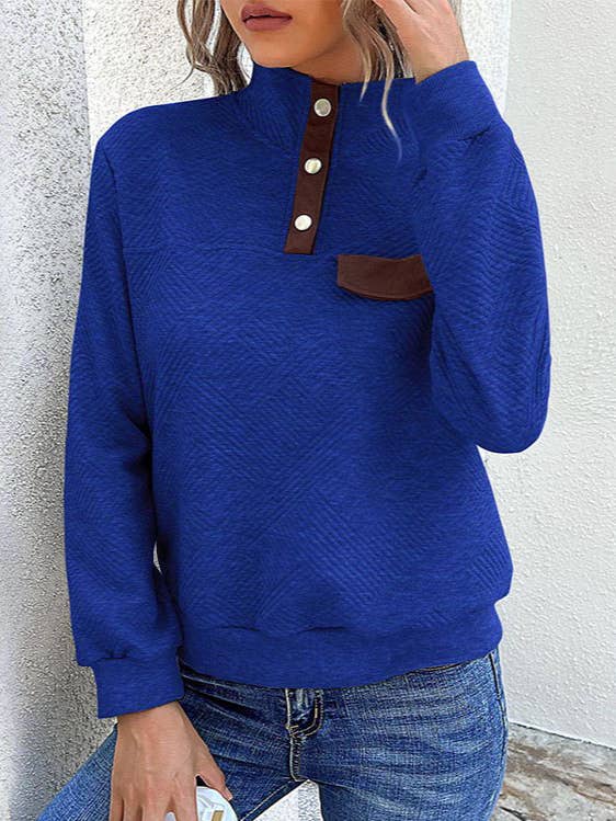 HIDDENBRAND - Wholesale Sweatshirt - Women's - Lapel Buttons Long Sleeves Sweatshirt5