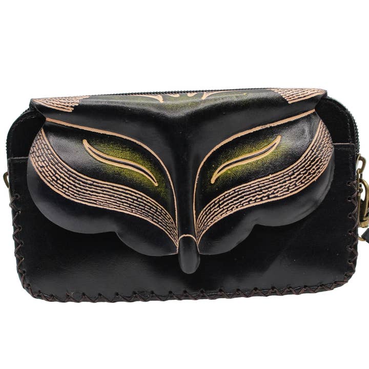 Leather fox fanny pack and wristlet belt bag for wholesale by Sunflower Handmade leather inc